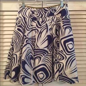 CAbi cotton blue white skirt size 8